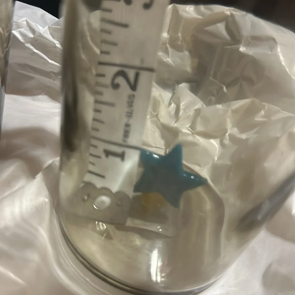 Crescent Blue Moon Star Glass Tumbler Smokey Grey Clear Glass cup set